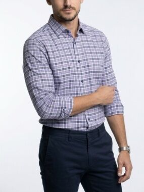 Wrk Men's Lavender/ Navy Blue Plaid Button-Down Shirt #casual #bottondown #wrk